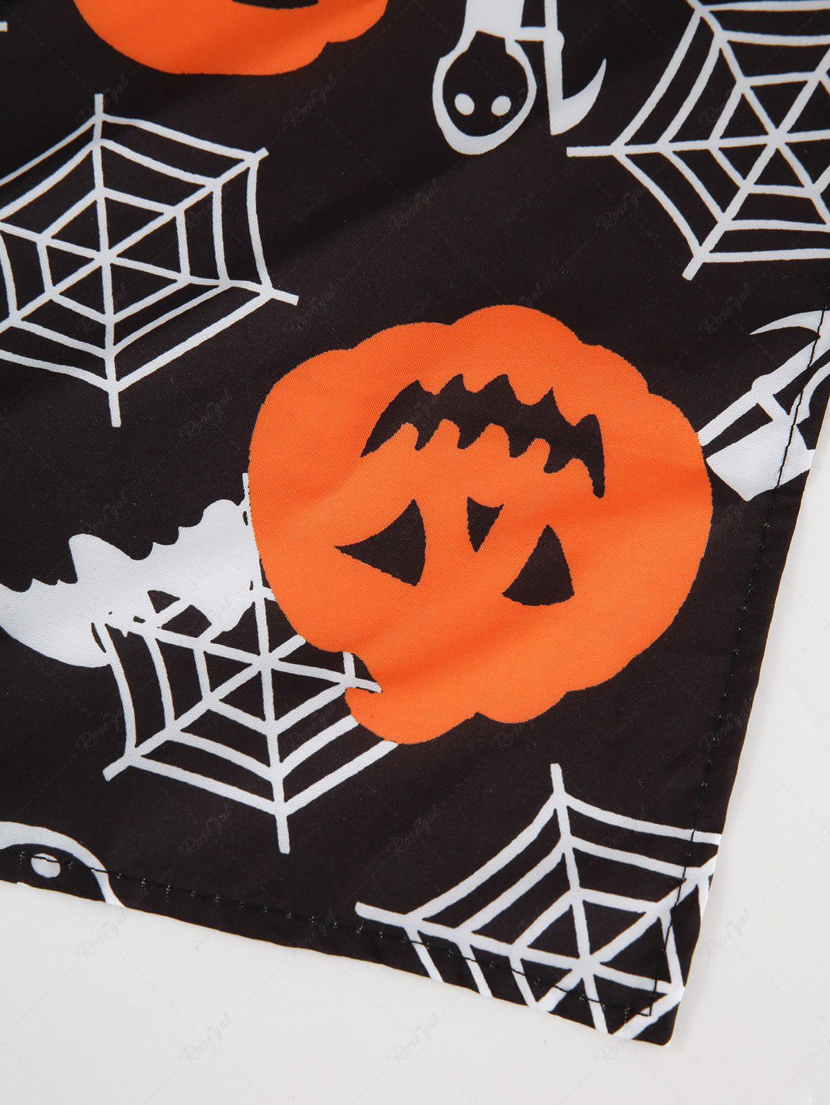 Pet's Halloween Witch Costume Pumpkin Spider Web Printed Bibs Bandana and Hat