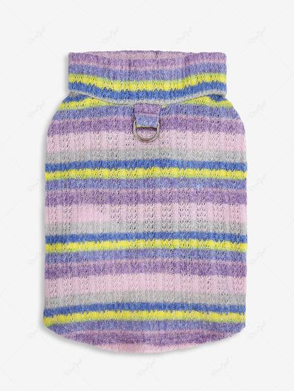 Pet's Colorful Striped Button Knit D-Ring Tank Top