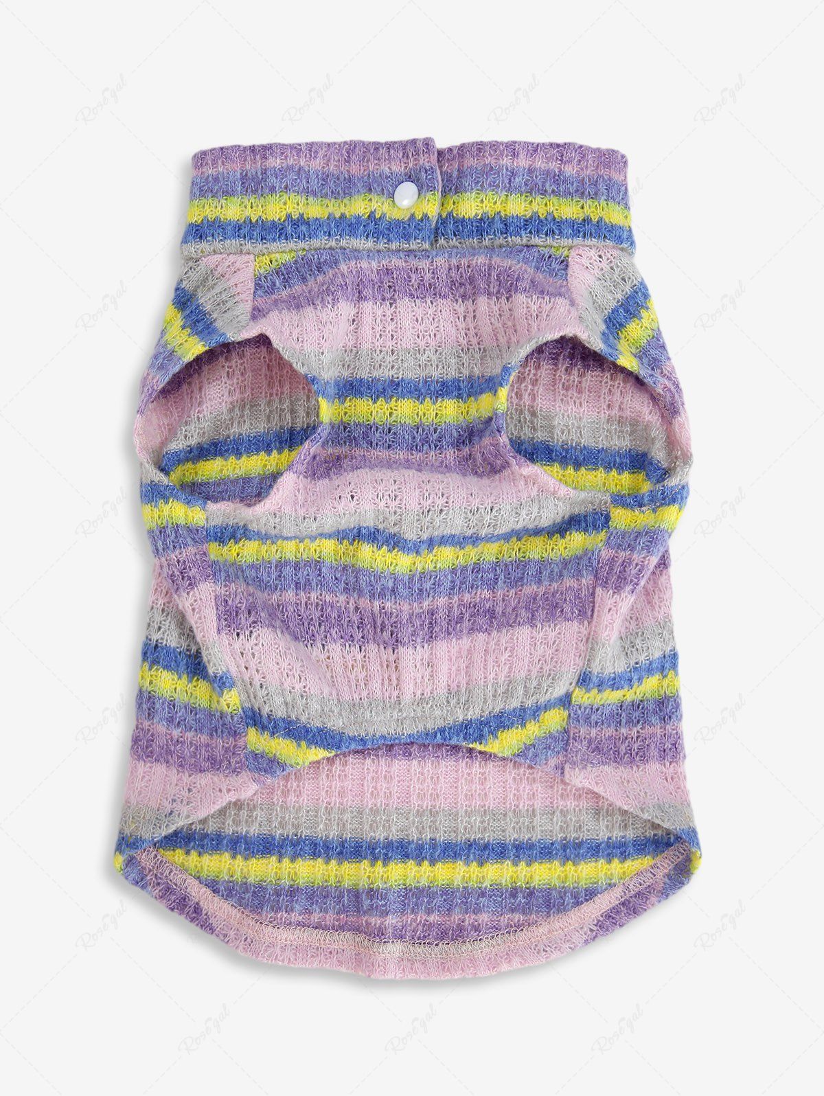 Pet's Colorful Striped Button Knit D-Ring Tank Top