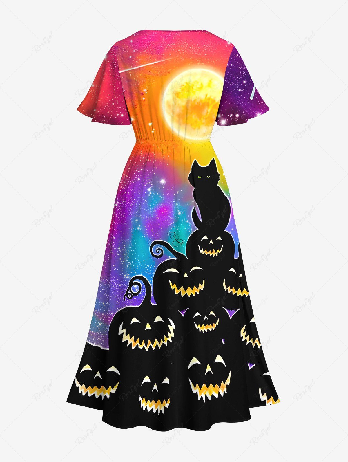 Halloween Costume Cat Pumpkin Glitter Moon Colorful Ombre Galaxy Print Dog And Owner Matching Outfits