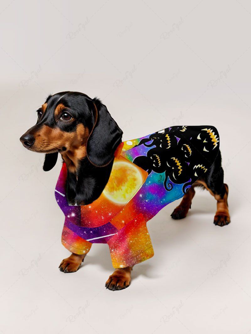 Halloween Costume Cat Pumpkin Glitter Moon Colorful Ombre Galaxy Print Dog And Owner Matching Outfits