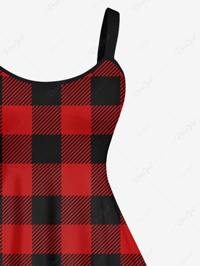 Plus Size Geometric Plaid Printed A Line Tank Dress