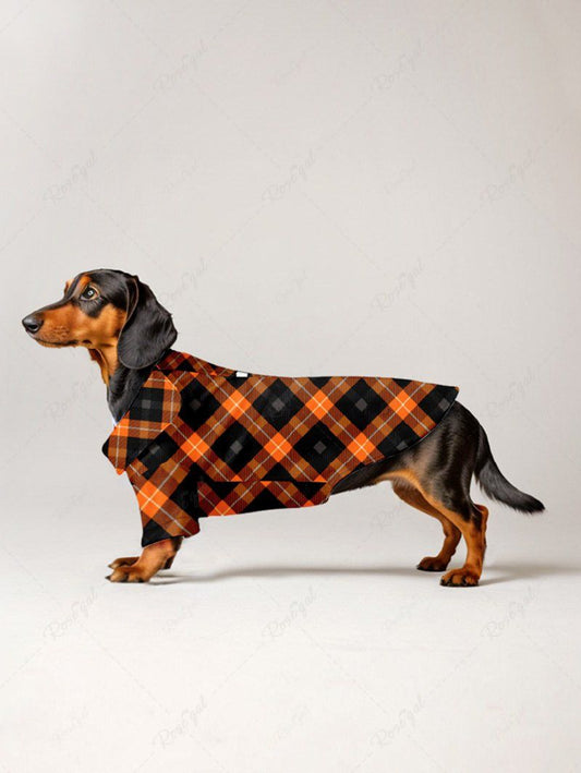 Pet's Ombre Geometric Plaid Printed Button Shirt