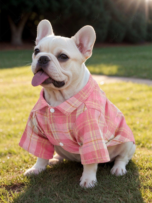 Pet's Plaid Printed D-Ring Button Shirt