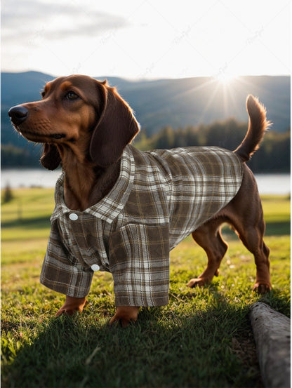 Pet's Plaid Printed D-Ring Button Shirt