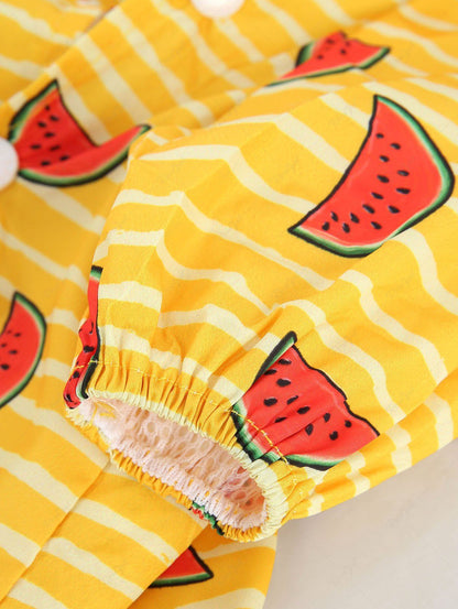 Pet's Striped Watermelon Printed Reflective Strips Raincoat