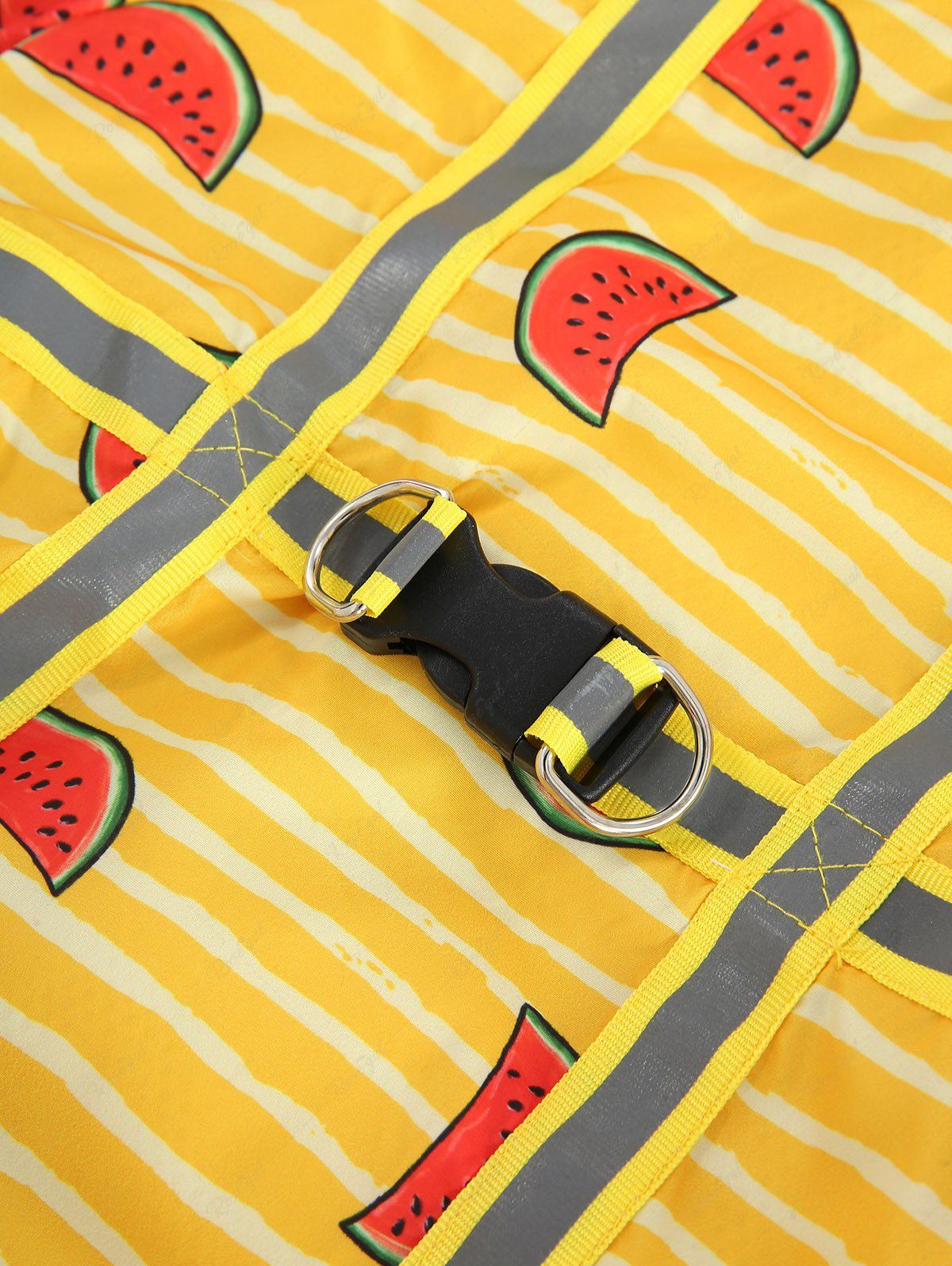 Pet's Striped Watermelon Printed Reflective Strips Raincoat