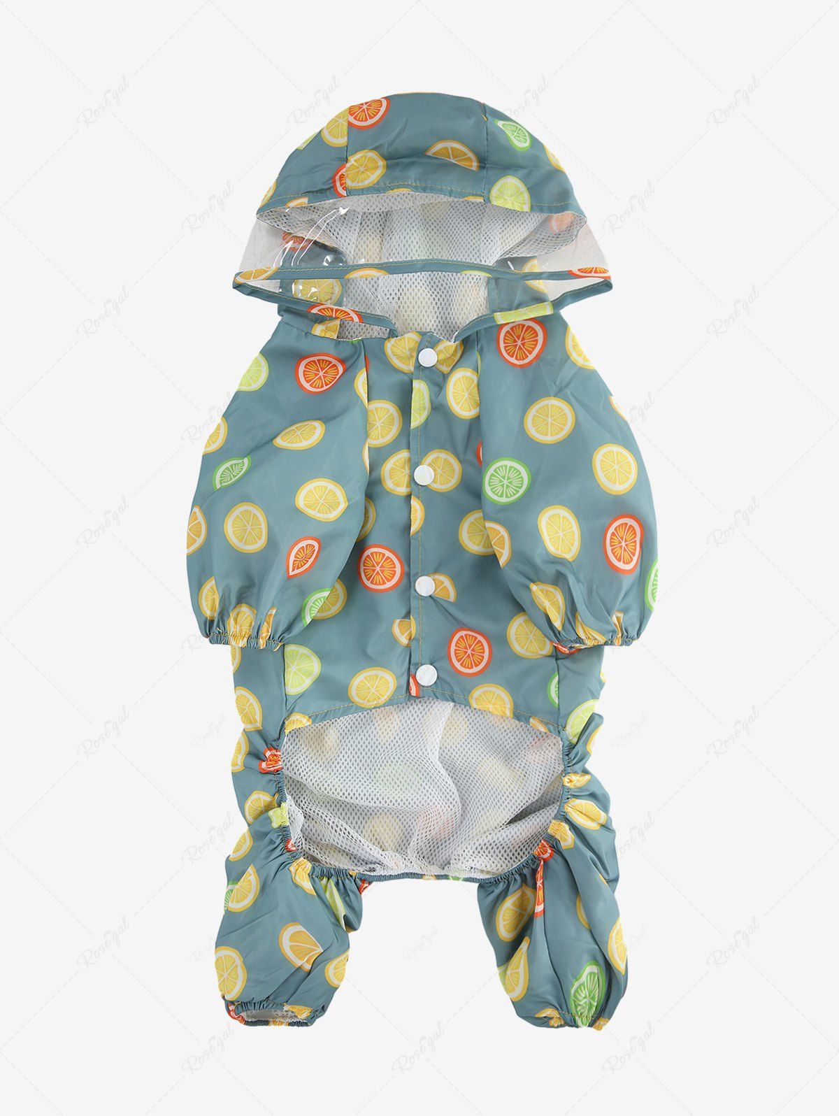 Pet's Orange Lemon Printed Reflective Strips Raincoat