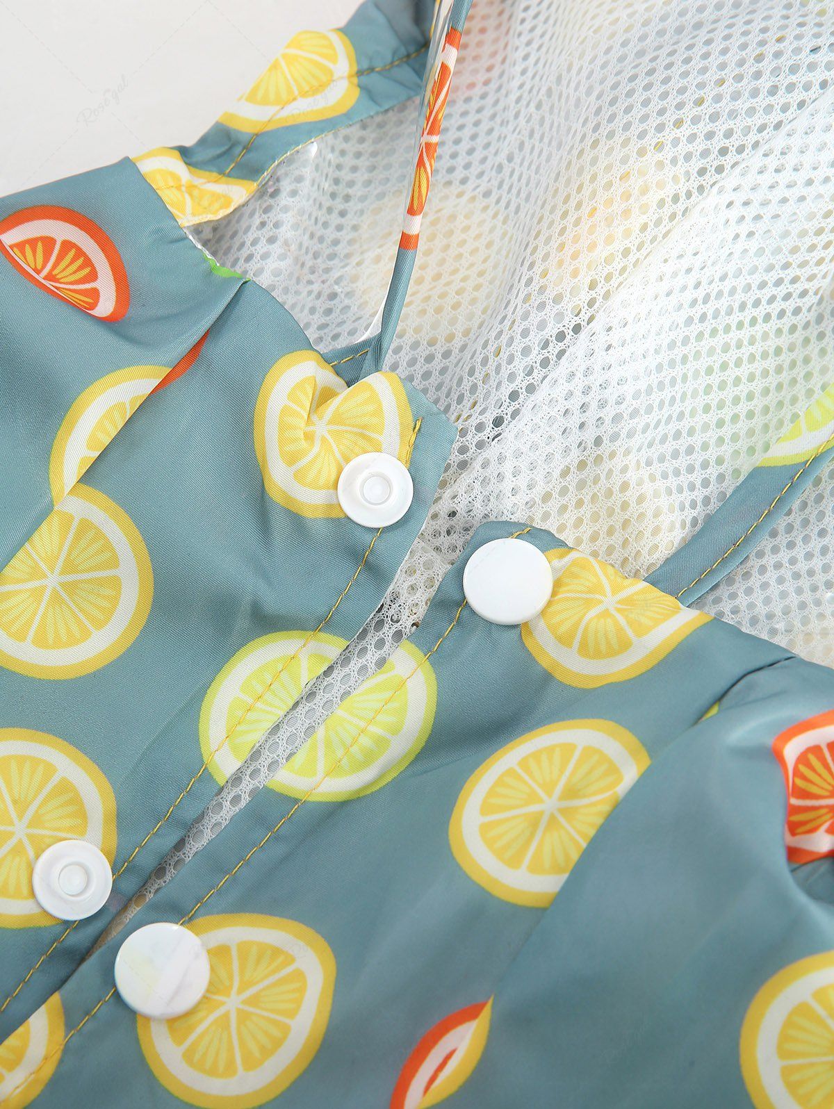 Pet's Orange Lemon Printed Reflective Strips Raincoat