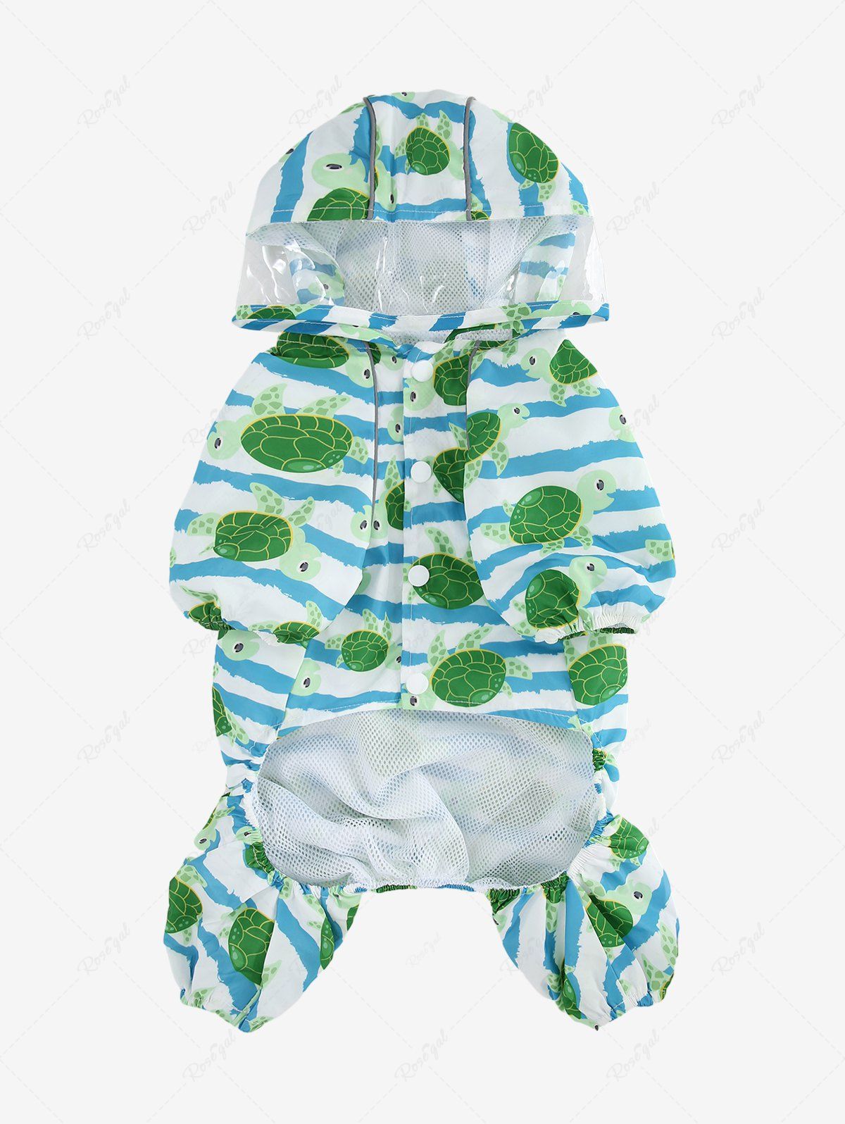 Pet's Turtle Sea Waves Printed Buttons Raincoat