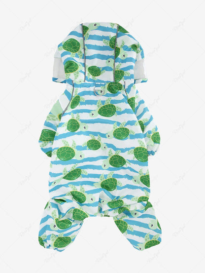 Pet's Turtle Sea Waves Printed Buttons Raincoat