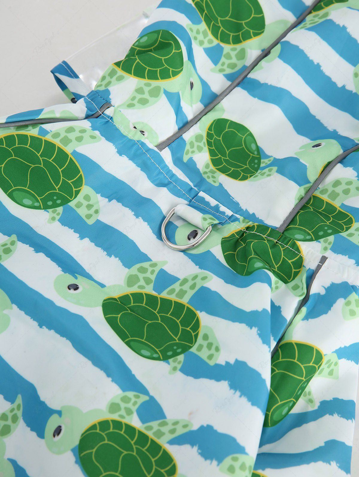 Pet's Turtle Sea Waves Printed Buttons Raincoat