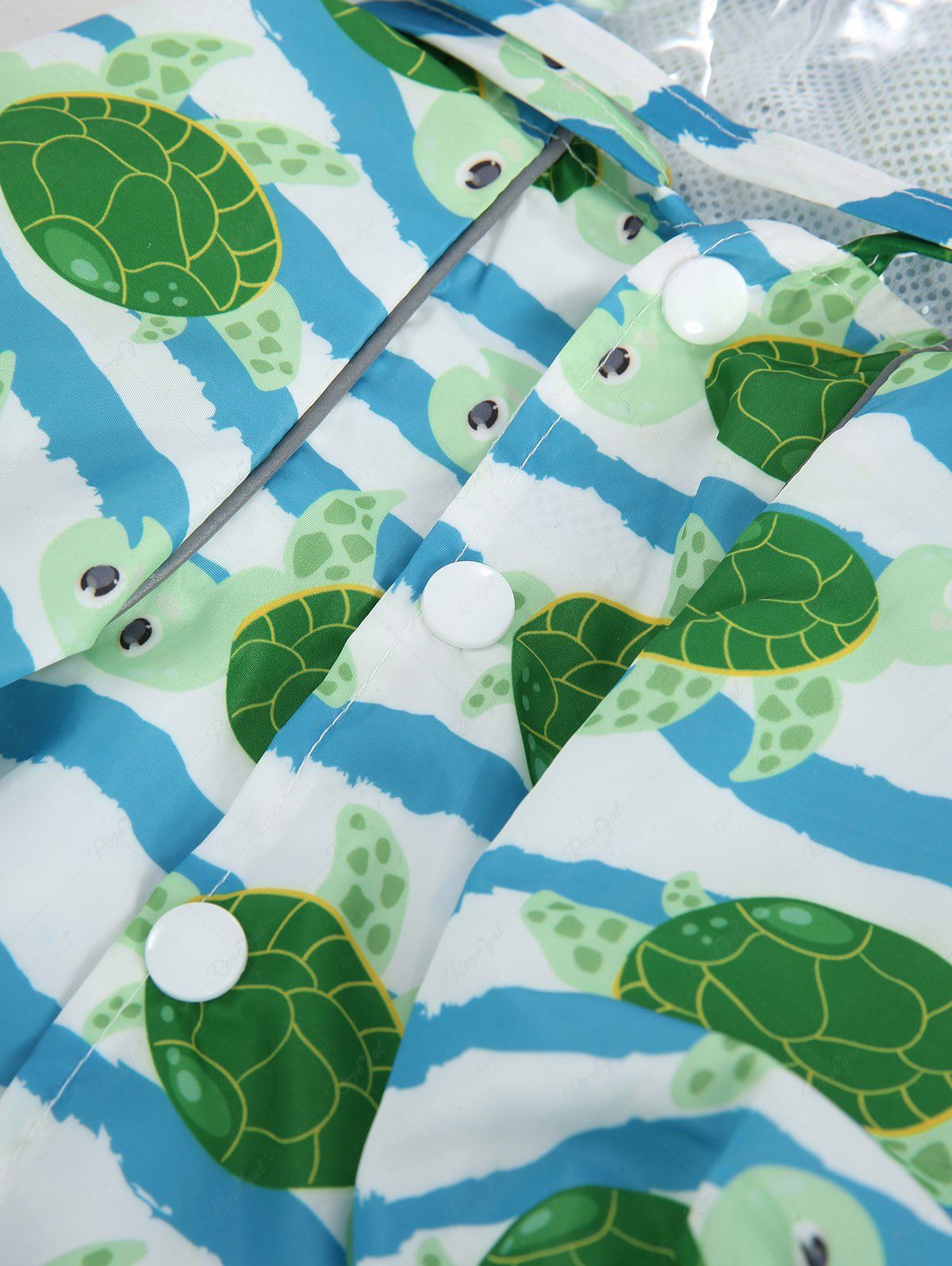 Pet's Turtle Sea Waves Printed Buttons Raincoat