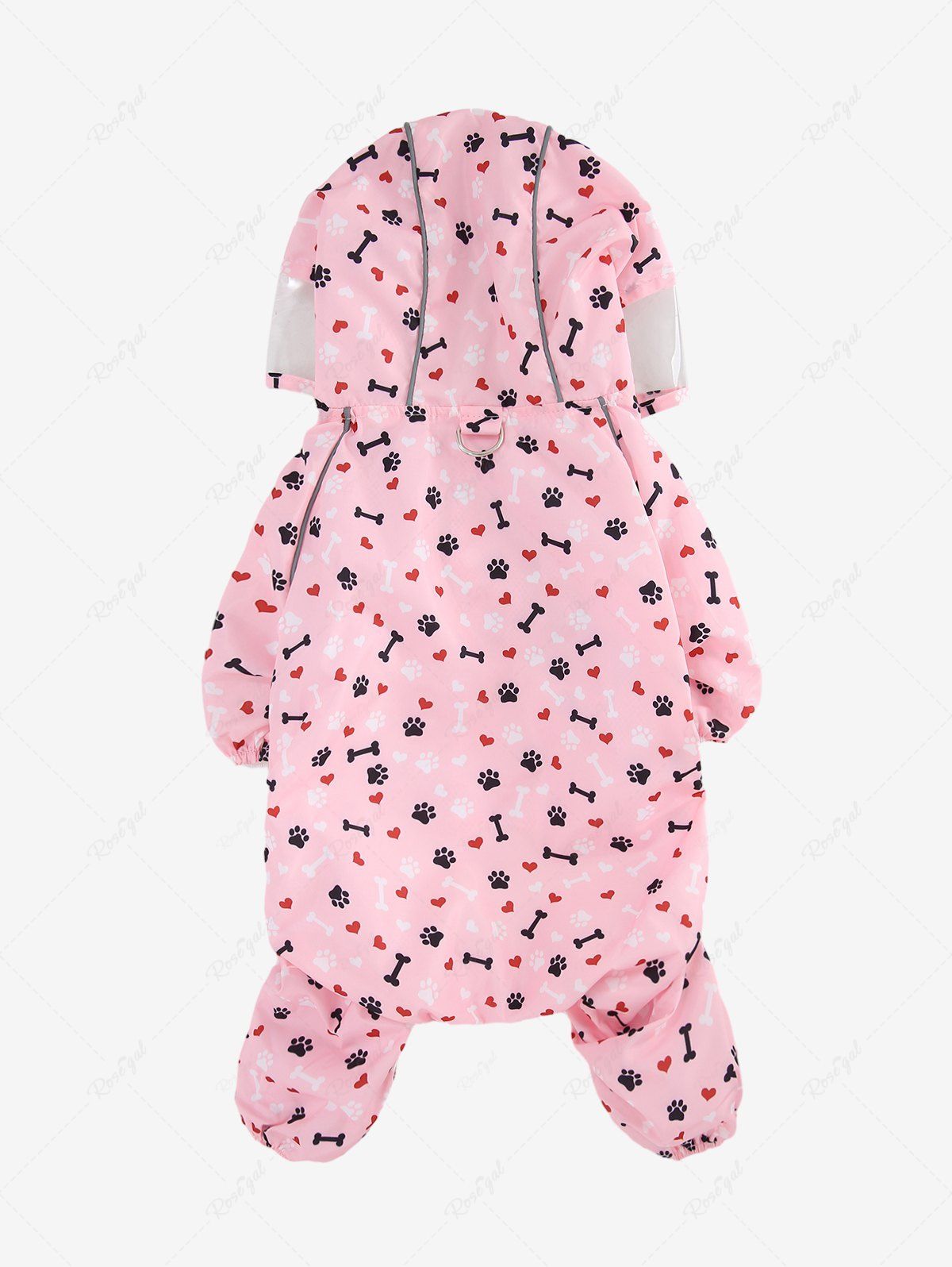 Pet's Heart Bone Foot Printed Buttons Raincoat