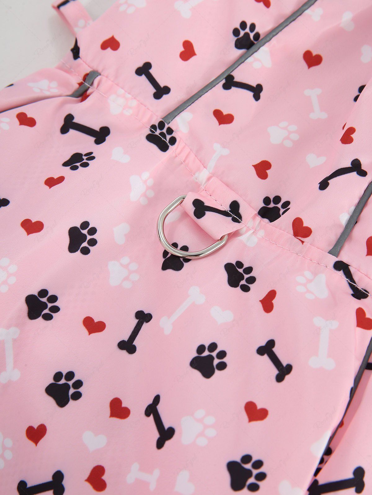 Pet's Heart Bone Foot Printed Buttons Raincoat