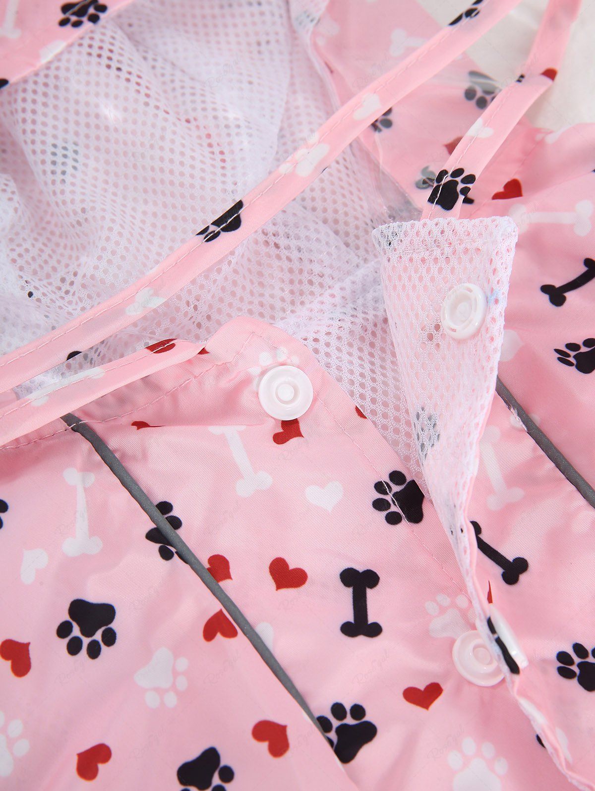 Pet's Heart Bone Foot Printed Buttons Raincoat