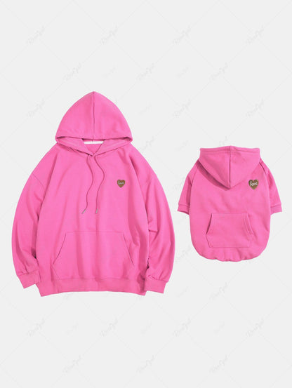 Plus Size Love Letters Heart Appliques Pocket Drawstring Hoodie