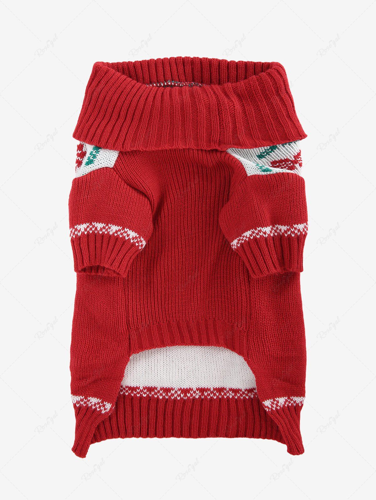 Pet's Turn-down Collar Snowflake Leaf Striped Christmas Knit Sweater