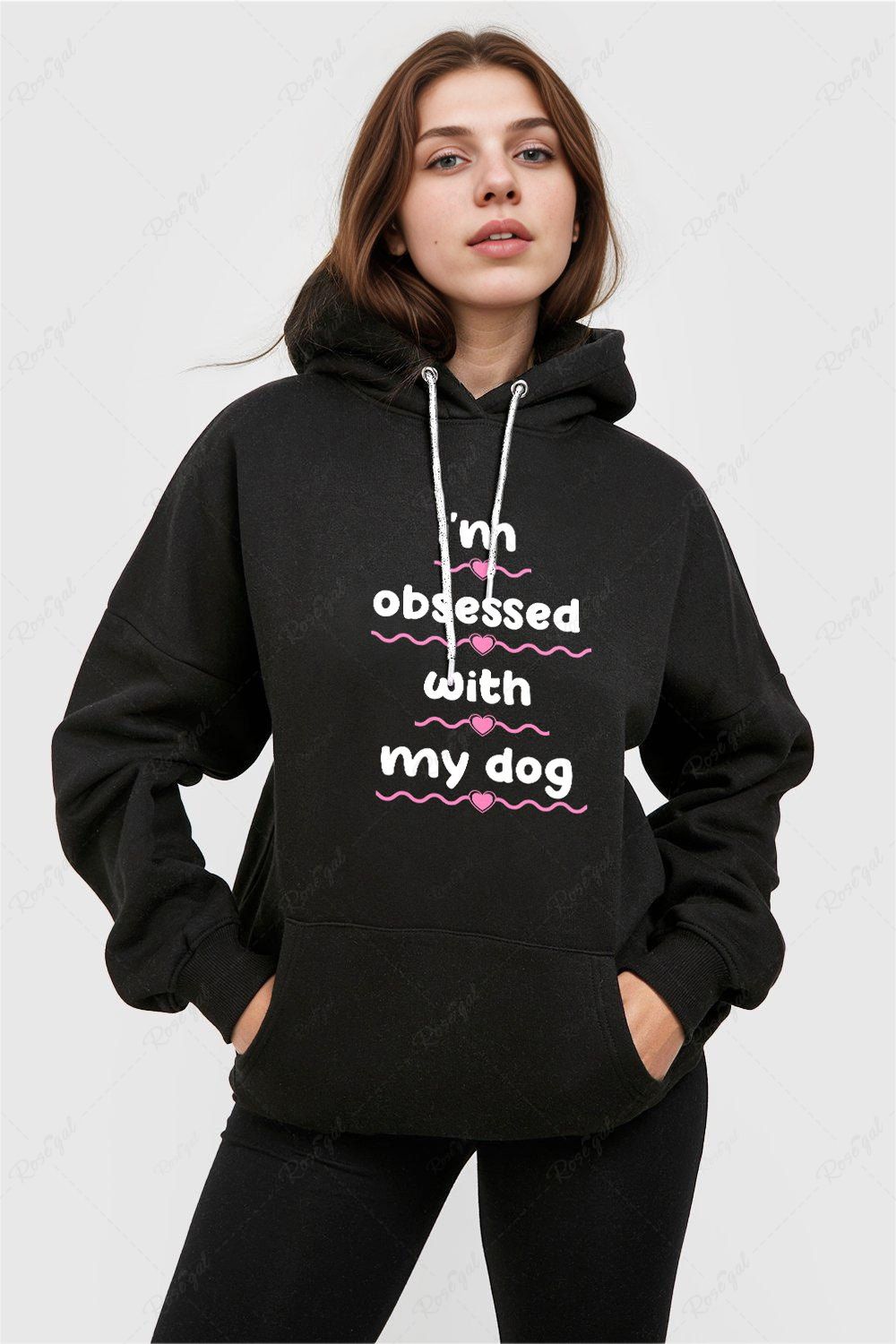 Letters Heart Wavy Lines Printed Hoodie Dog and Owner Matching Outfits