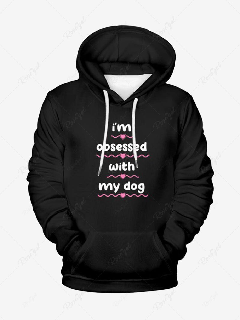 Letters Heart Wavy Lines Printed Hoodie Dog and Owner Matching Outfits