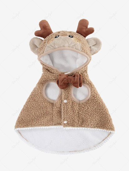 Pet's Elk Graphic Fleece Lining Bowknot Hooded Christmas Vest