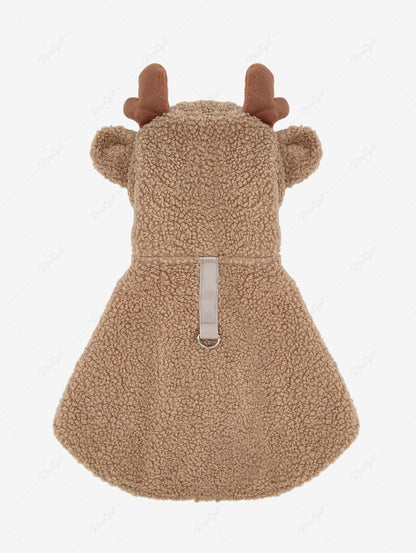 Pet's Elk Graphic Fleece Lining Bowknot Hooded Christmas Vest