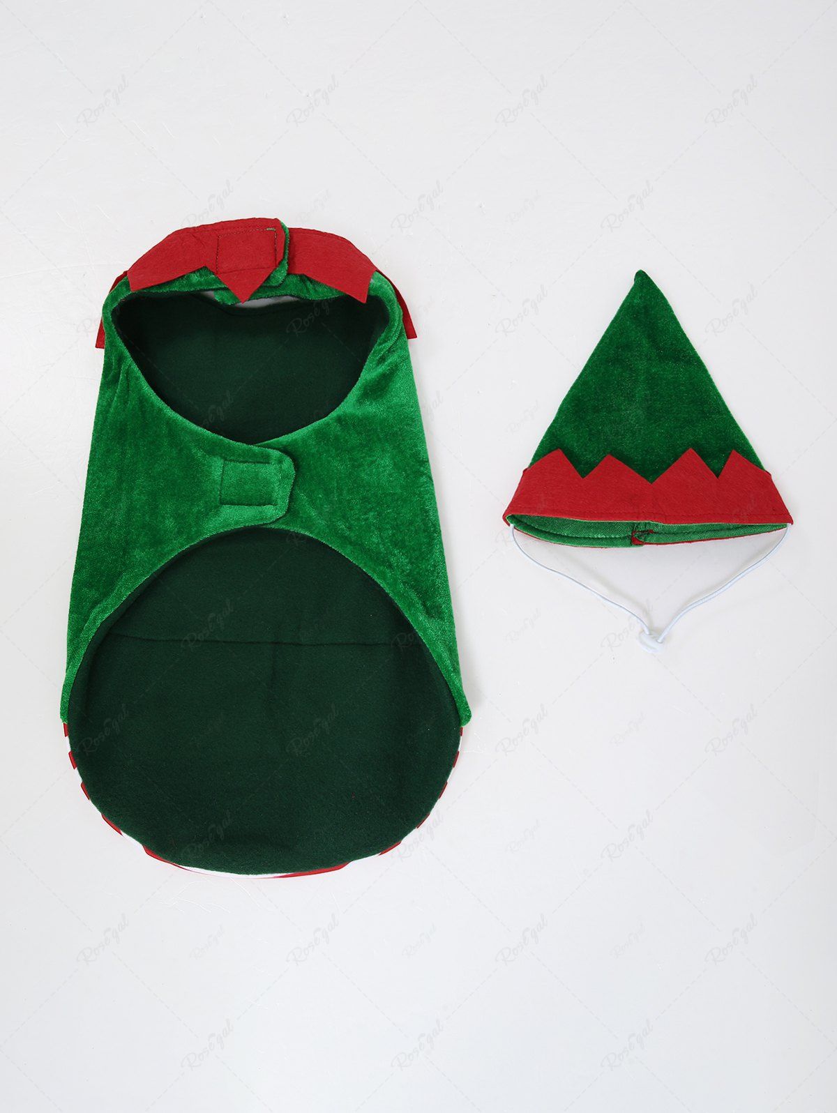 Pet's Christmas Stripes Printed Velvet Patchwork Elf Costume Coat With A Hat