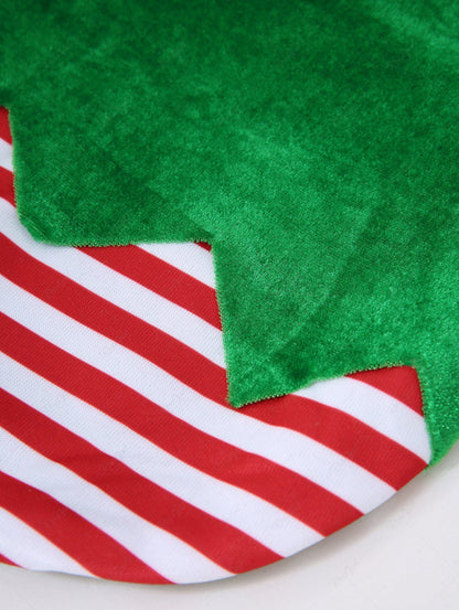 Pet's Christmas Stripes Printed Velvet Patchwork Elf Costume Coat With A Hat