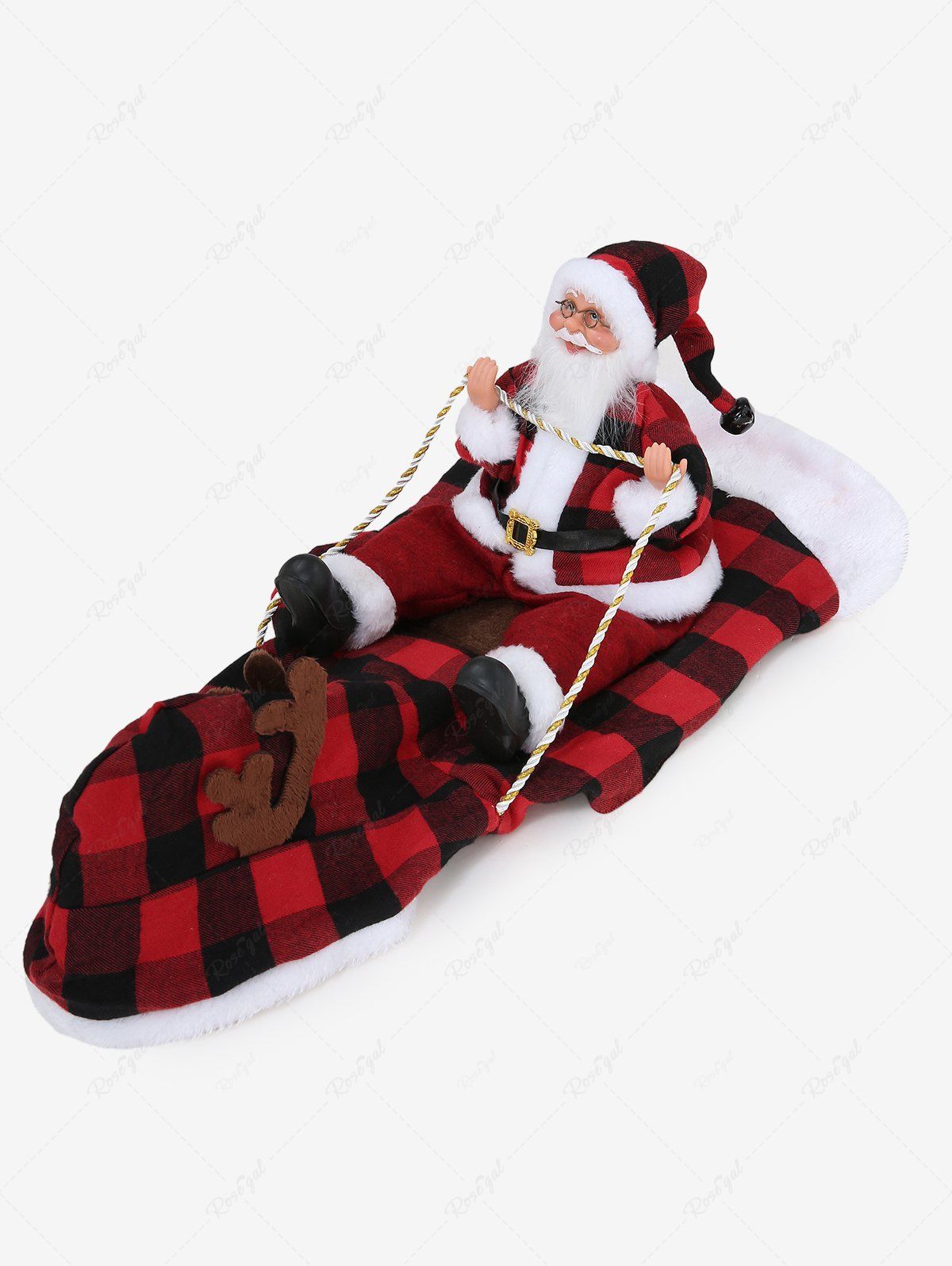 Pet's Christmas Plaid Printed Fur Trim Santa Claus Hoodie