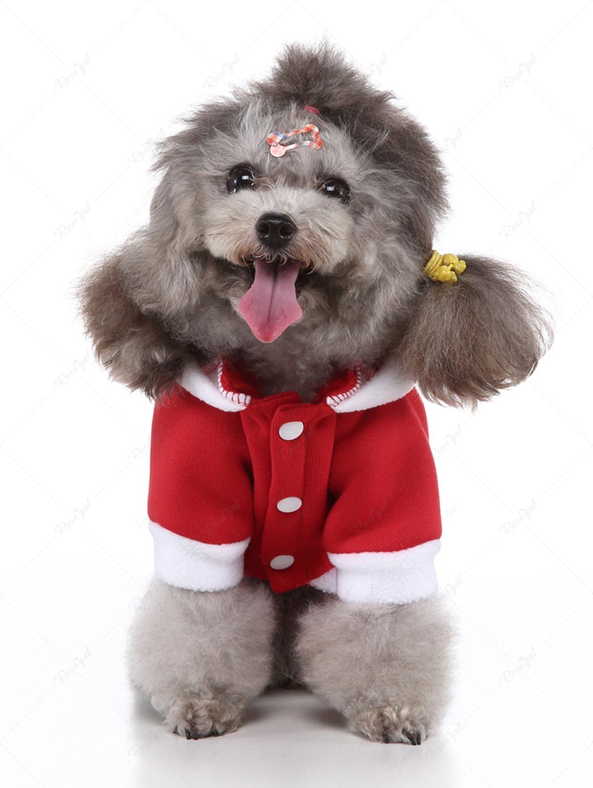 Pet's Christmas Fleece Trim Ball Gloves Shaped Pockets Hoodie