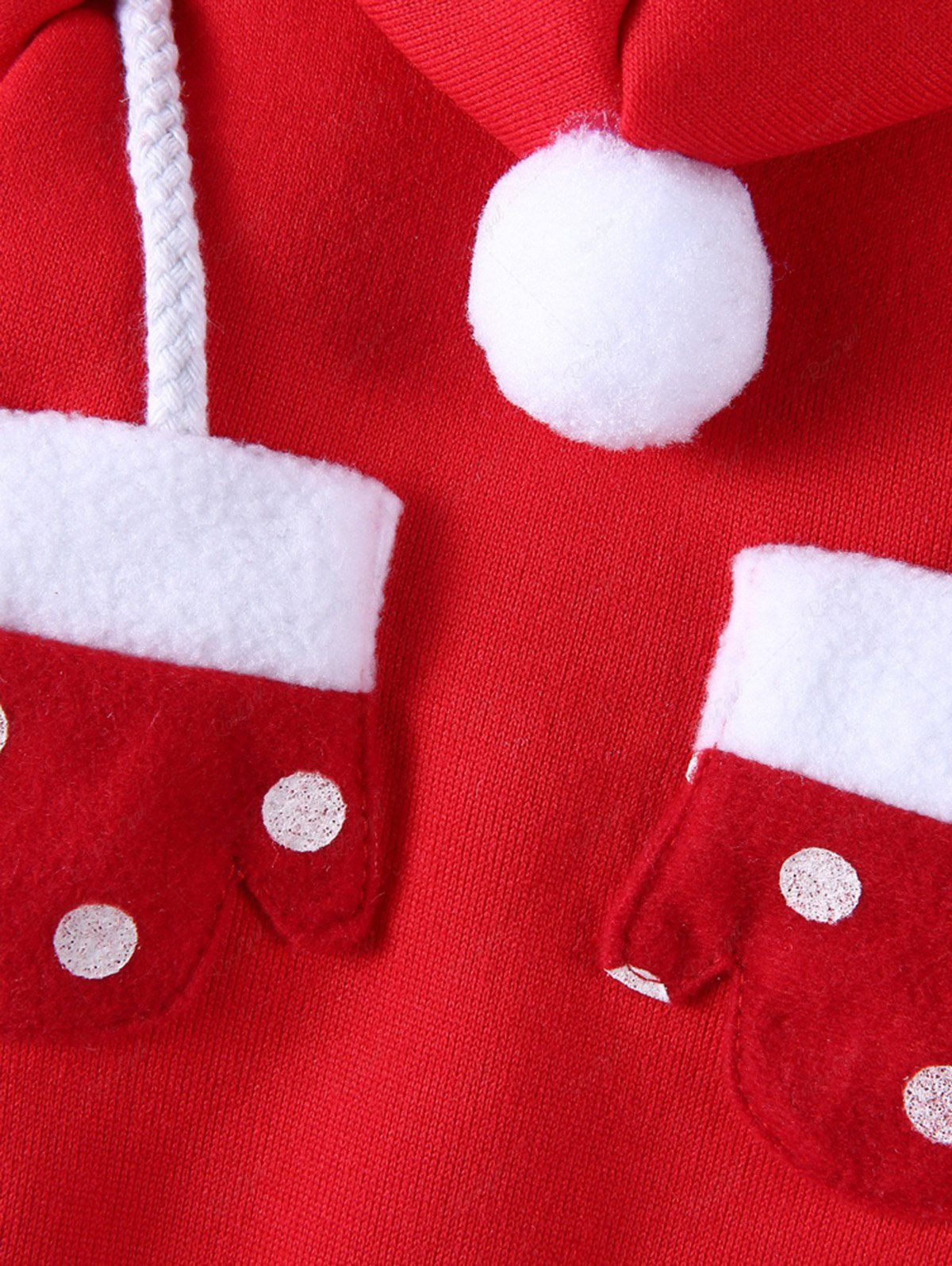 Pet's Christmas Fleece Trim Ball Gloves Shaped Pockets Hoodie