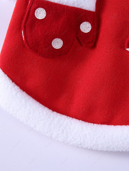 Pet's Christmas Fleece Trim Ball Gloves Shaped Pockets Hoodie