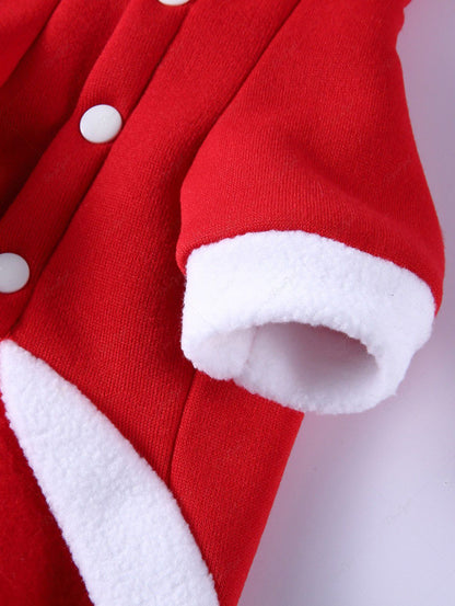 Pet's Christmas Fleece Trim Ball Gloves Shaped Pockets Hoodie