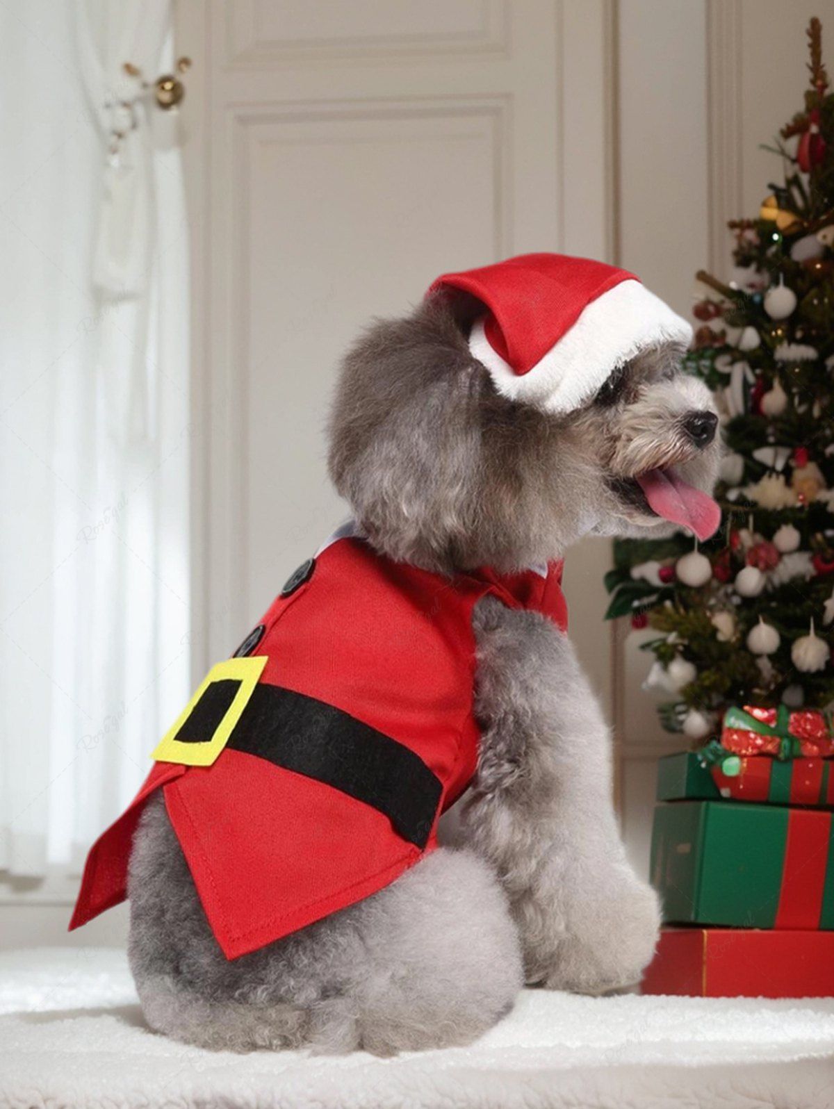 Pet's Christmas Bowknot Santa Claus Costume With Hat