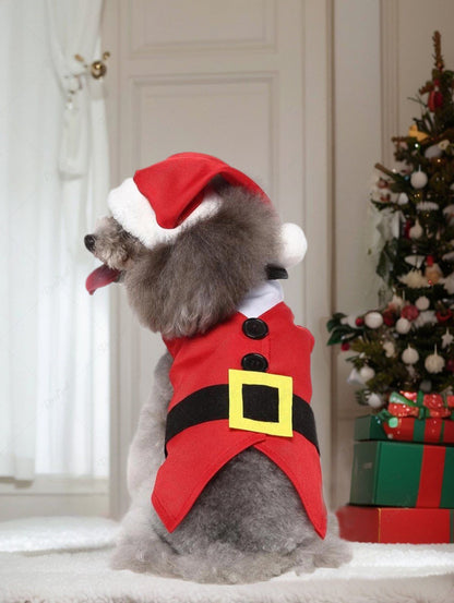 Pet's Christmas Bowknot Santa Claus Costume With Hat