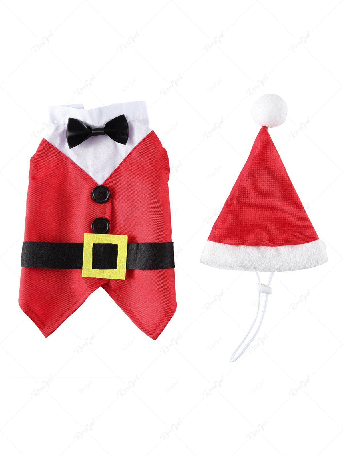 Pet's Christmas Bowknot Santa Claus Costume With Hat