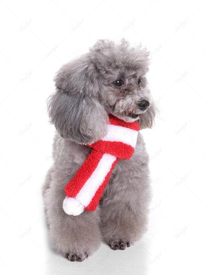 Pet's Christmas Stripes Fleece Ball Scarf