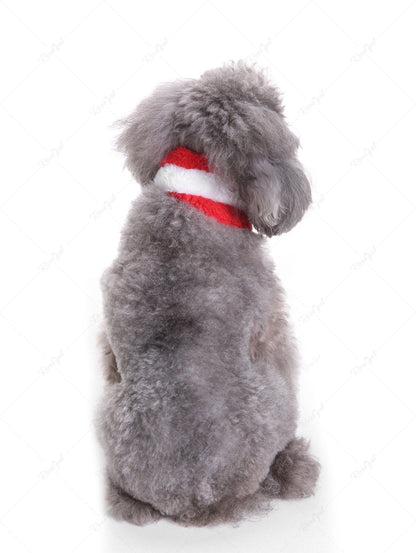 Pet's Christmas Stripes Fleece Ball Scarf