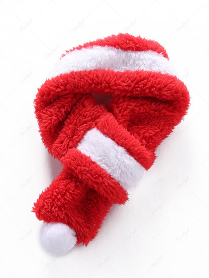 Pet's Christmas Stripes Fleece Ball Scarf