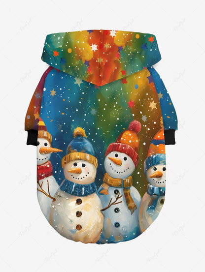 Pet's Christmas Snowman Stars Tie Dye Ombre Galaxy Printed Button Hoodie