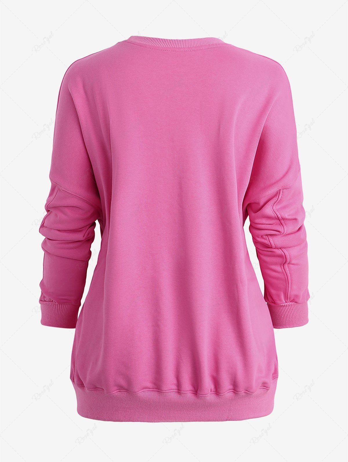 Solid Color Letters Jacquard Embroidered Long Sleeves Pullover Sweatshirt