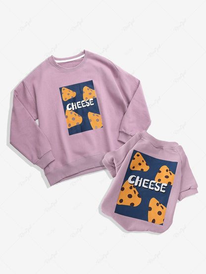 Sweat-shirt à manches longues avec imprimé graphique géométrique et lettres de fromage