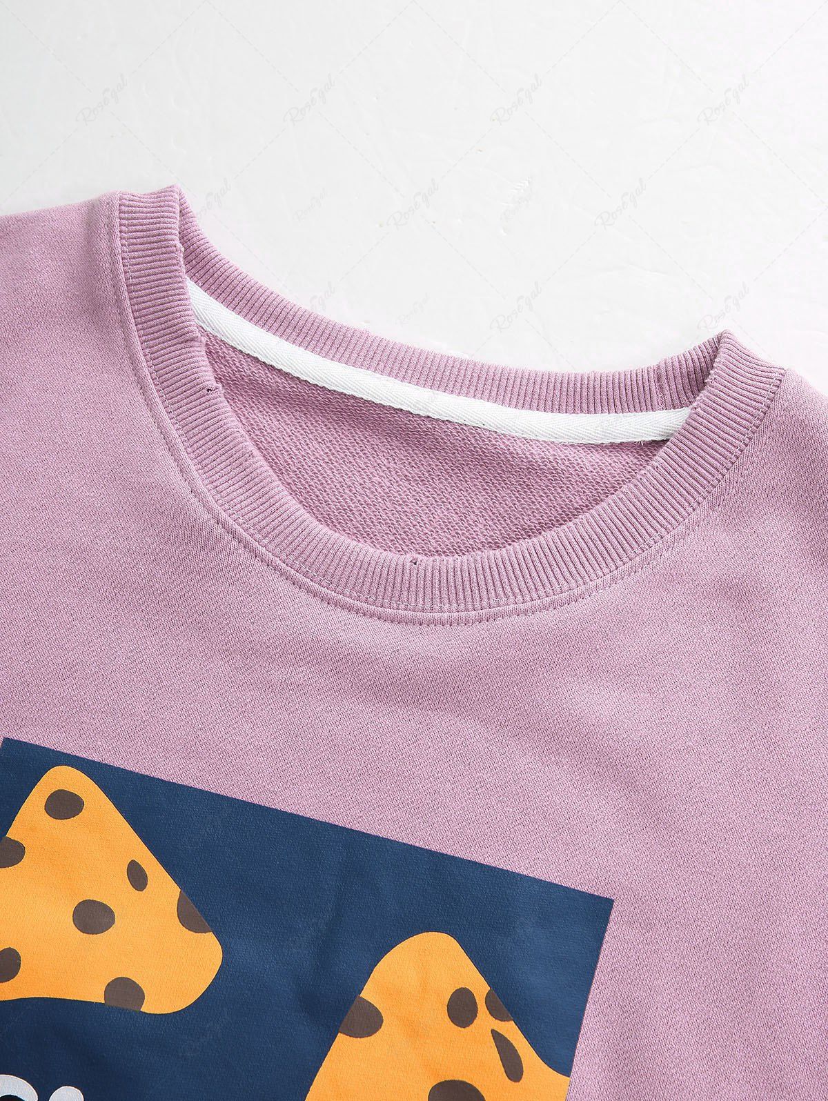 Sweat-shirt à manches longues avec imprimé graphique géométrique et lettres de fromage