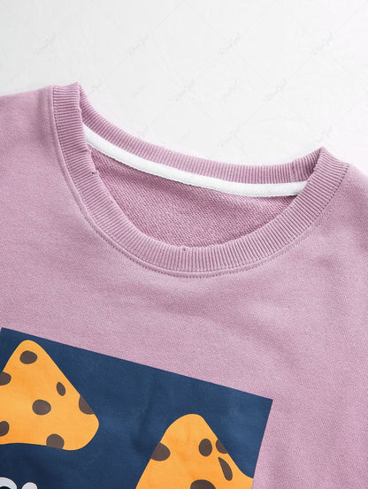 Sweat-shirt à manches longues avec imprimé graphique géométrique et lettres de fromage