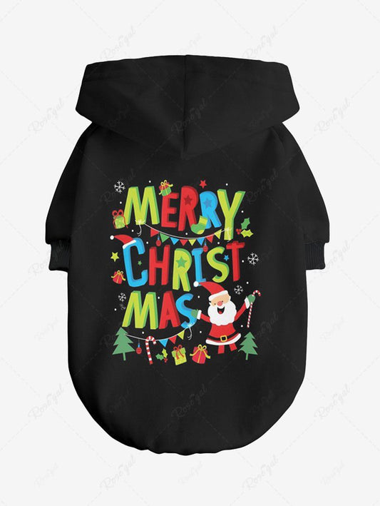 Pet's Christmas Tree Gift Candy Colorful Letters Printed Button Hoodie