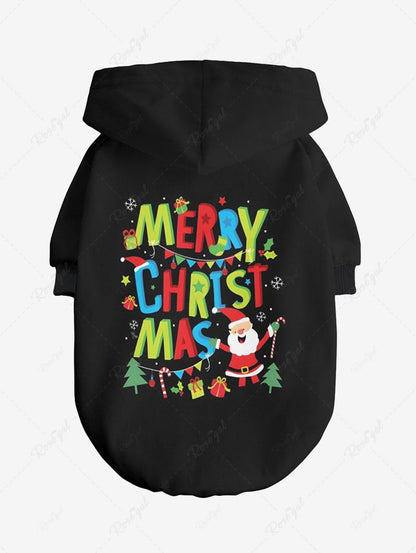 Christmas Tree Snowflake Santa Claus Colorful Letters Print Hoodie Dog And Owner Matching Outfits