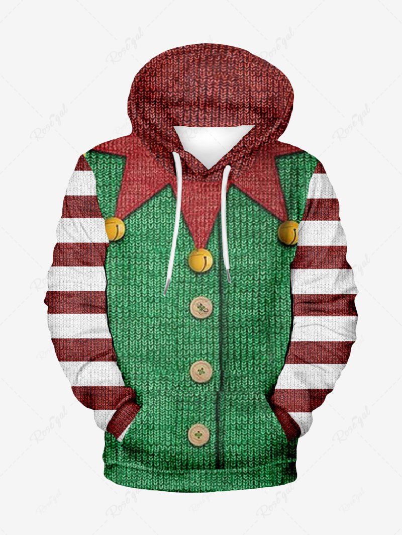 Christmas Stripes Elf Printed Coat and Hoodie Dog and Owner Matching Outfits