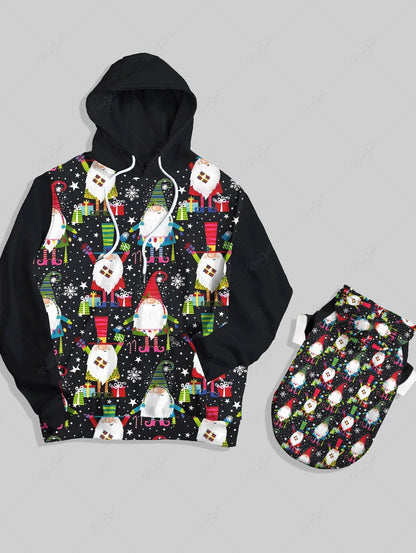 Christmas Santa Claus Gift Box Star Snowflake Print Hoodie Dog And Owner Matching Outfits