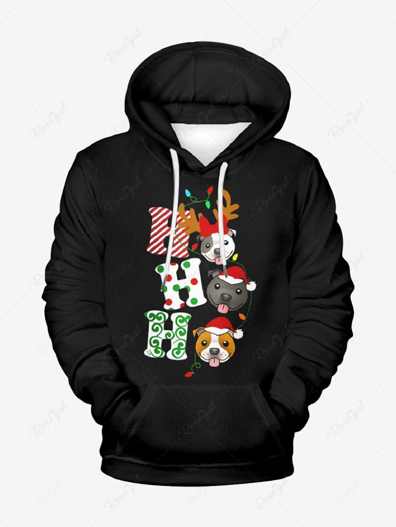 Christmas Hat Elk Dog Letters Printed Hoodie Dog and Owner Matching Outfits