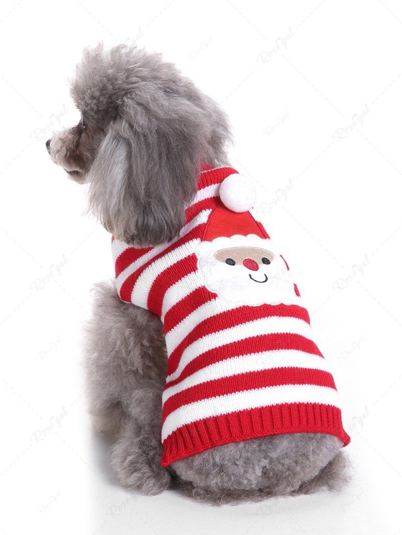 Pet's Christmas Santa Claus Stripes Printed Ball Sweater